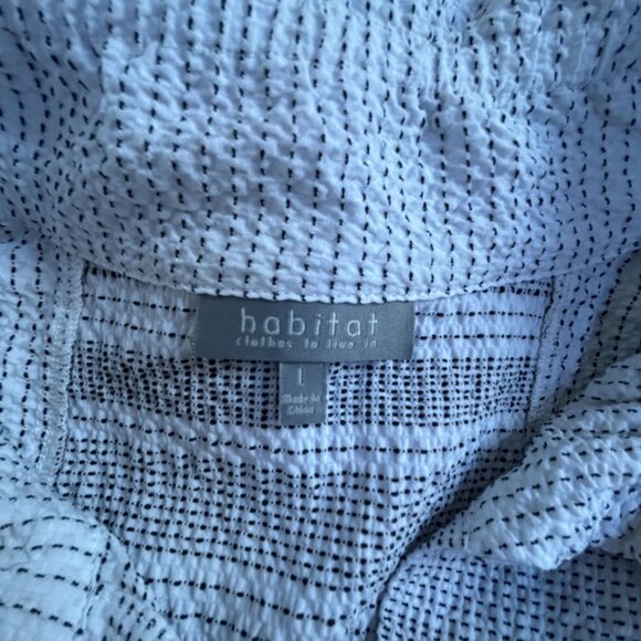 Habitat Womens Striped Textured Button-Up Shirt Top Large Art to Wear Lagenlook - Picture 3 of 8